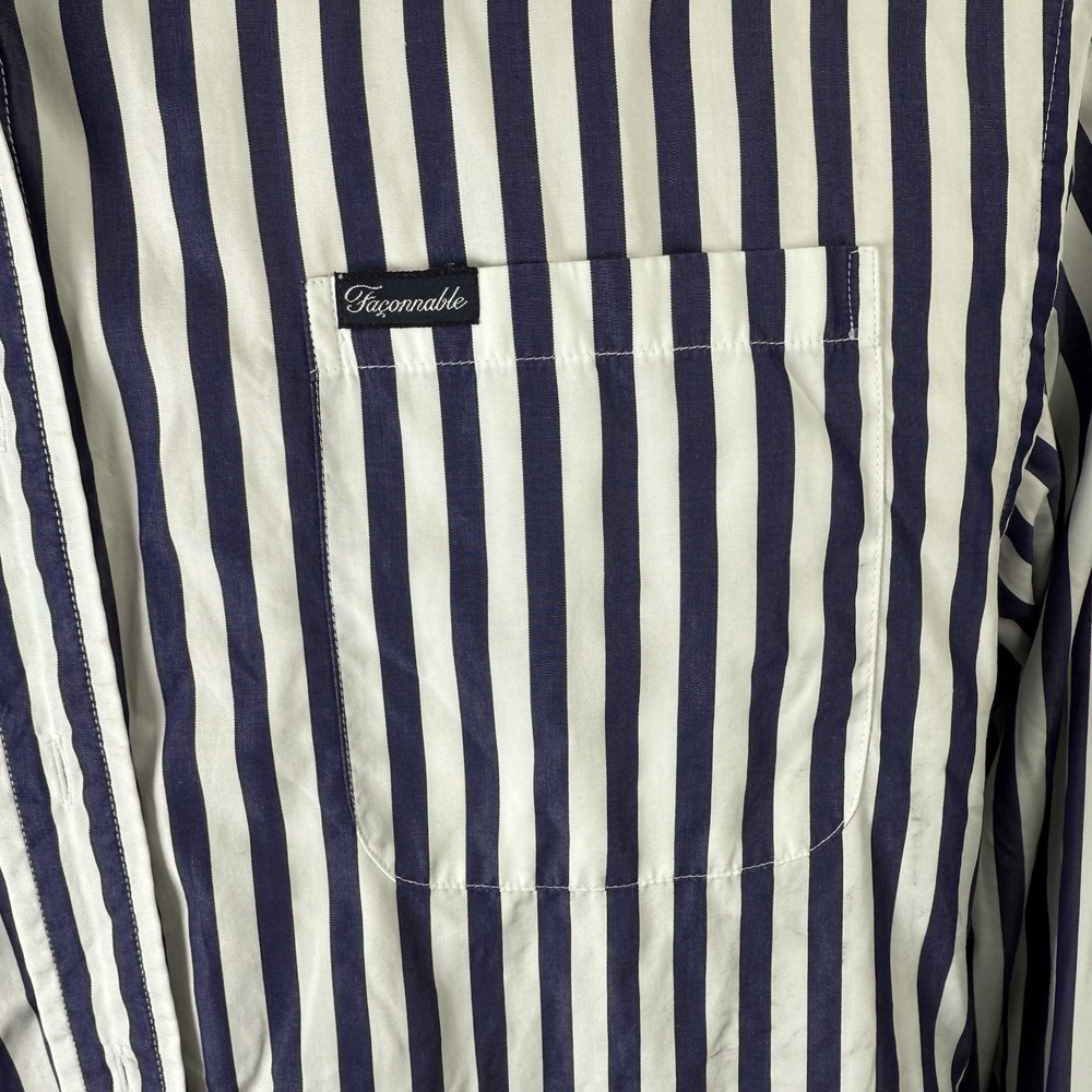 Vtg Falconnable Men American Flag Shirt M Stripe Cotton Luxury France Old Money - Picture 4 of 8
